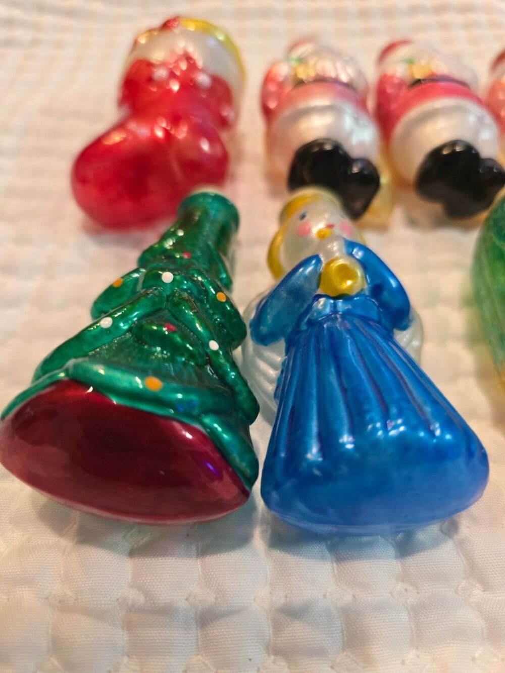 Vintage Christmas Tree Light Covers Blown Glass Holiday Set Of 11 - Picture 9 of 15